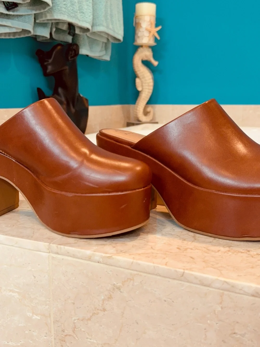 a new day Brown Platform Mule Clogs
